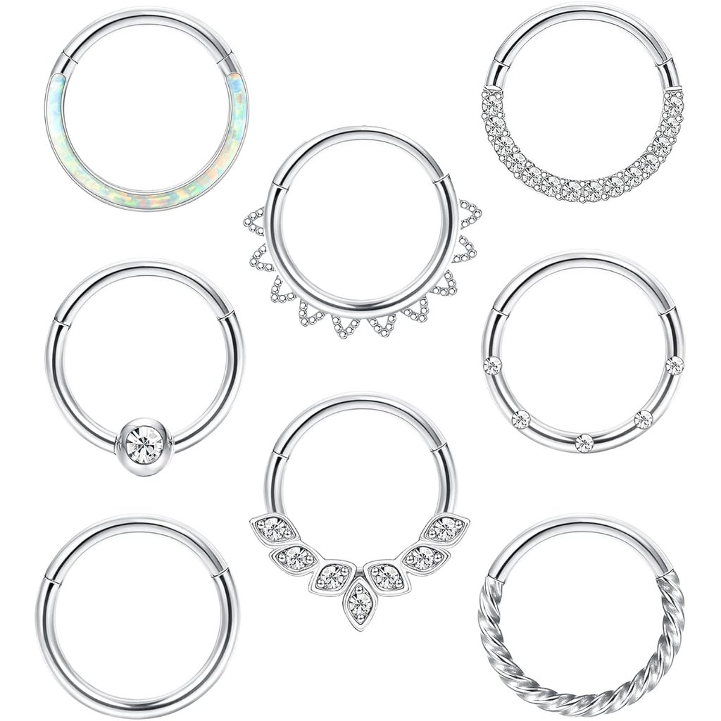 18g 16g Nose Rings Hoop Surgical Steel Septum Rings For Women Men Clicker Hinged